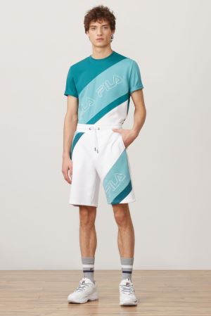 FILA Saburo Shorts White / Turquoise,Mens Clothing | CA.DSBMYX124